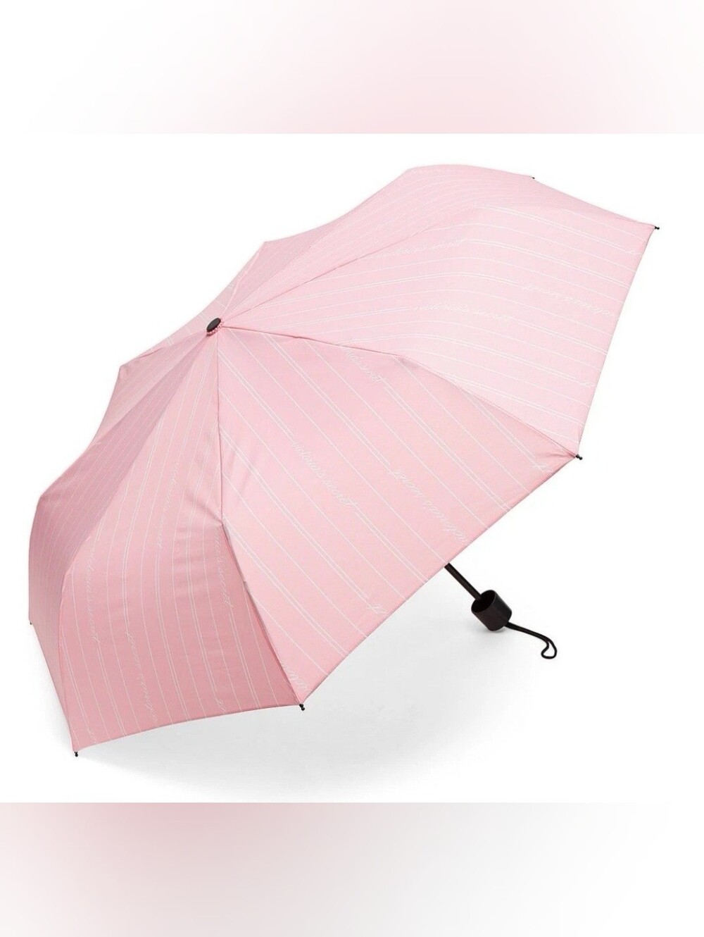 Victoria's Secret Light Pink White Stripes Logo Compact Umbrella